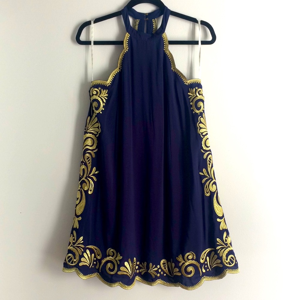 Lilly Pulitzer Quinn Navy and Gold Swing Dress